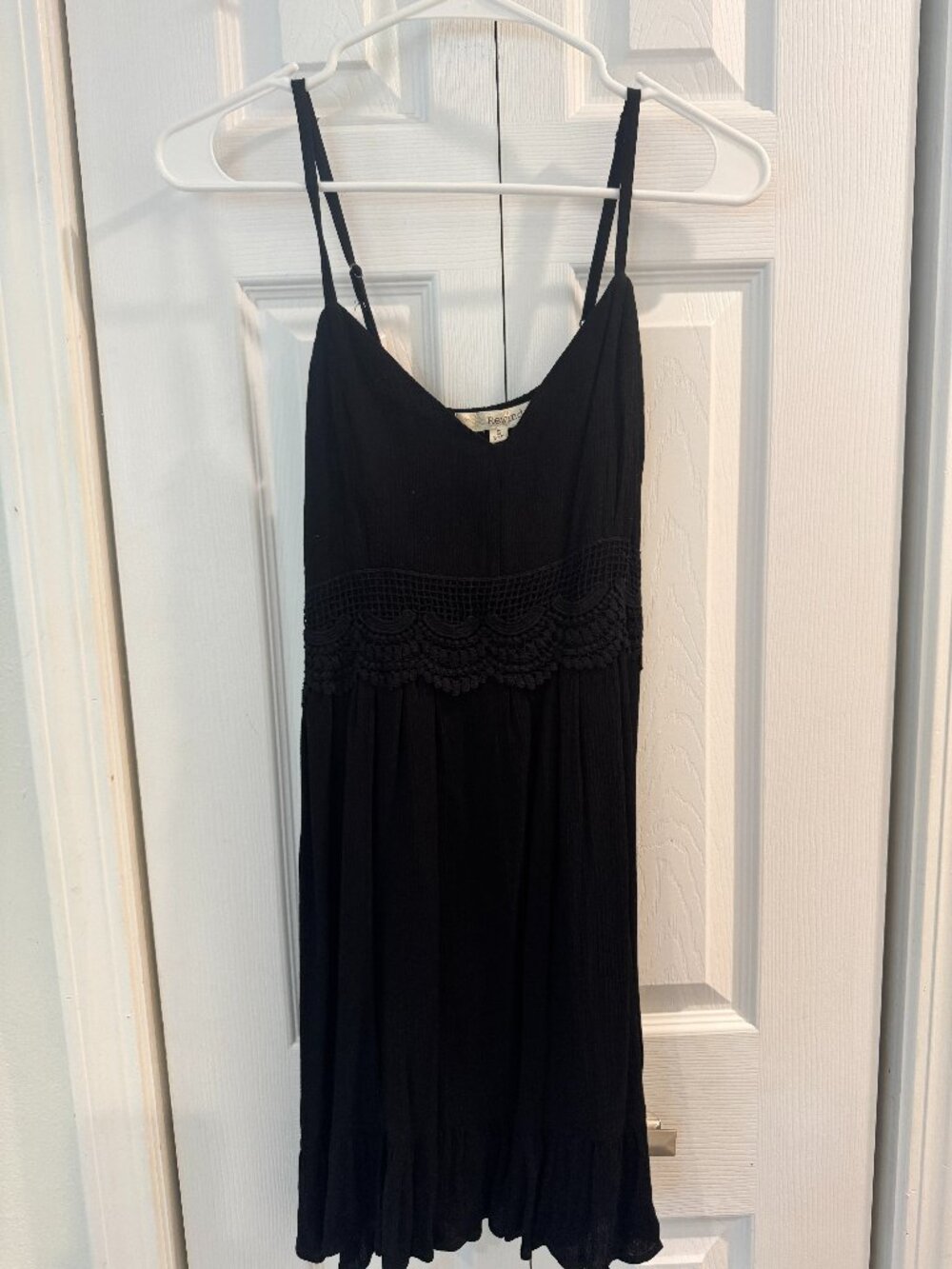 Rewind Black Crochet Trim Flowy Sundress Size Small